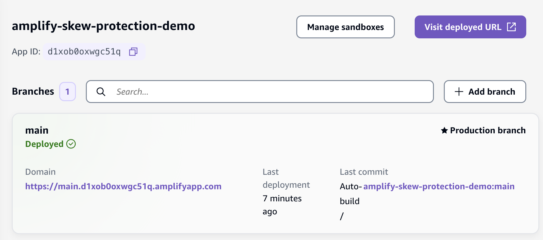 Screenshot of Amplify Hosting settings 